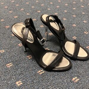 BCBGeneration BG-Rockie Womens 7.5M Slingback High Heel‎ Strappy Metallic Chrome